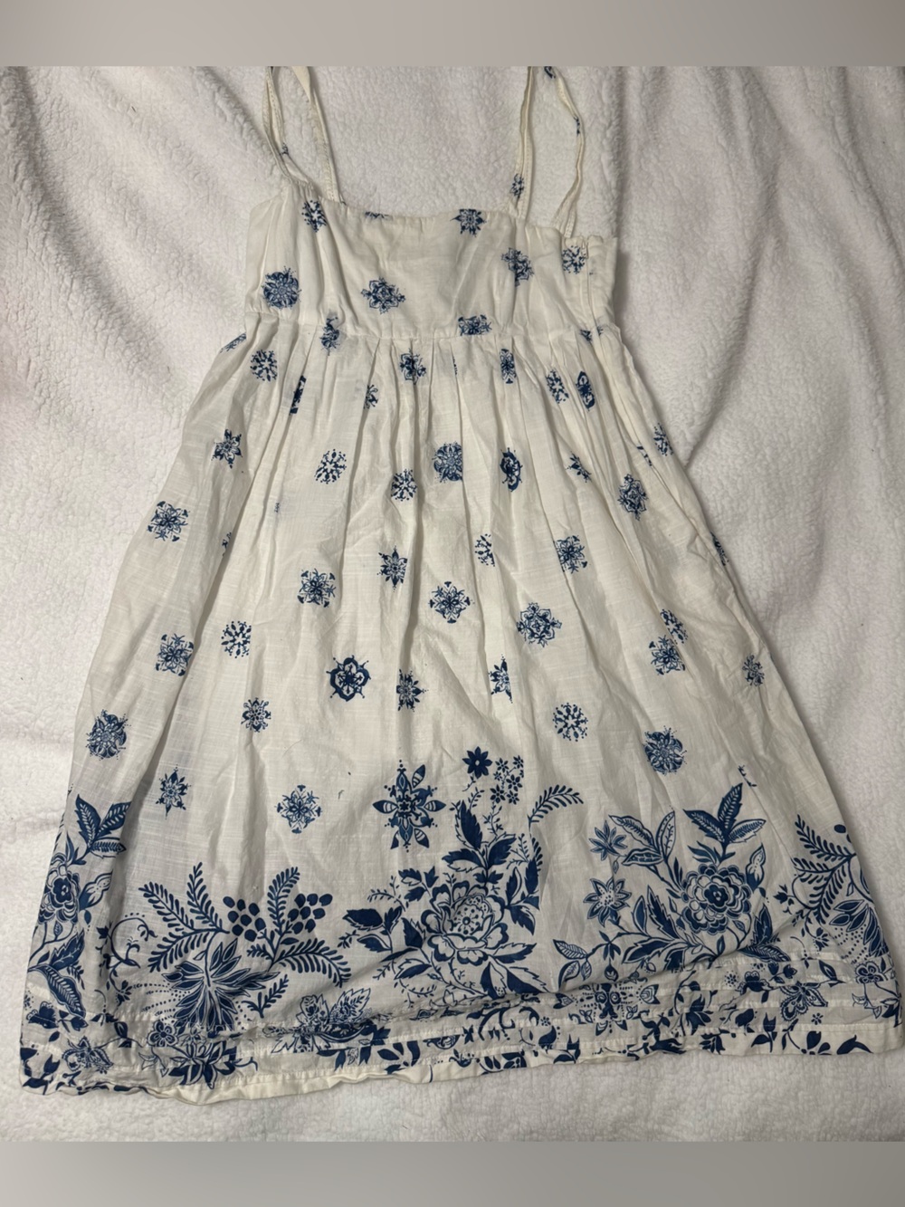 GAP White Dress Tank with Navy Floral Border